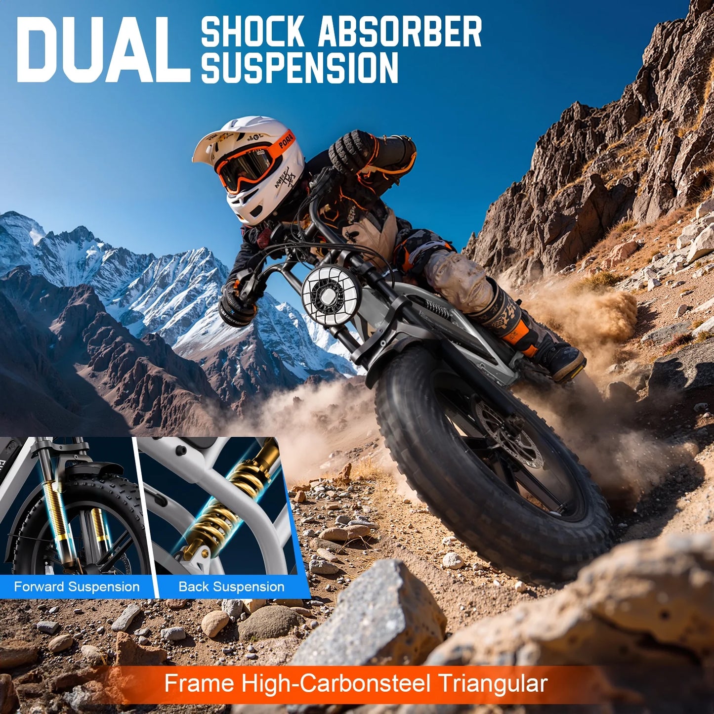 Adult Electric Mountain Bike, 750W Peak (1500W) Motor, 20"x4" Fat Tires, Hydraulic Disc Brakes, 48V/15AH UL2849, App Control