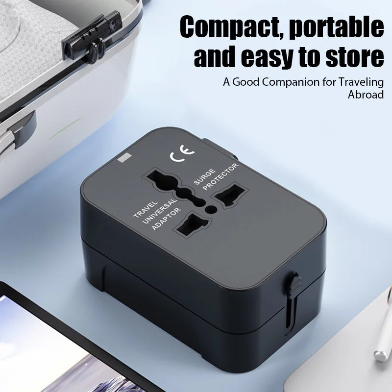 Universal Travel Adapter with Dual USB Ports - EU, UK, US, AU AC Power Charger and Outlet Converter Socket Plug