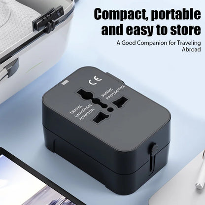 Universal Travel Adapter with Dual USB Ports - EU, UK, US, AU AC Power Charger and Outlet Converter Socket Plug