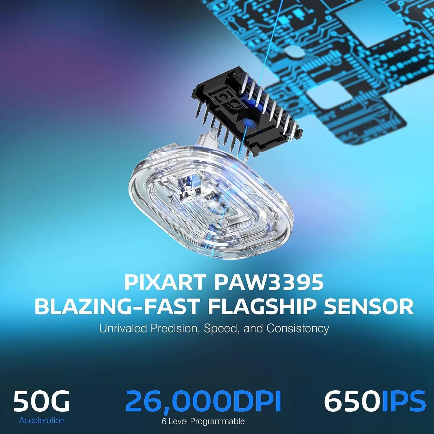 ATTACK SHARK X3 Lightweight Wireless Gaming Mouse, 49G Tri-Mode,Paw3395 26K DPI Sensor, 200H Battery Life,5 Programmable Buttons