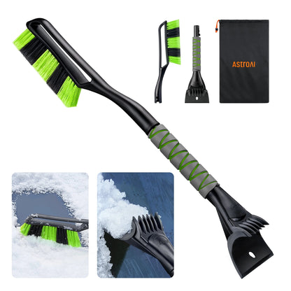 Detachable Snow Brush and Ice Scraper Set for Automotive Windshields, Ergonomic Foam Grip, Suitable for Cars, Trucks, and SUVs, Green