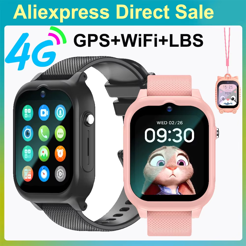 Children's 4G GPS Smartwatch with Video Call, SOS Function, Camera, and Voice Monitoring