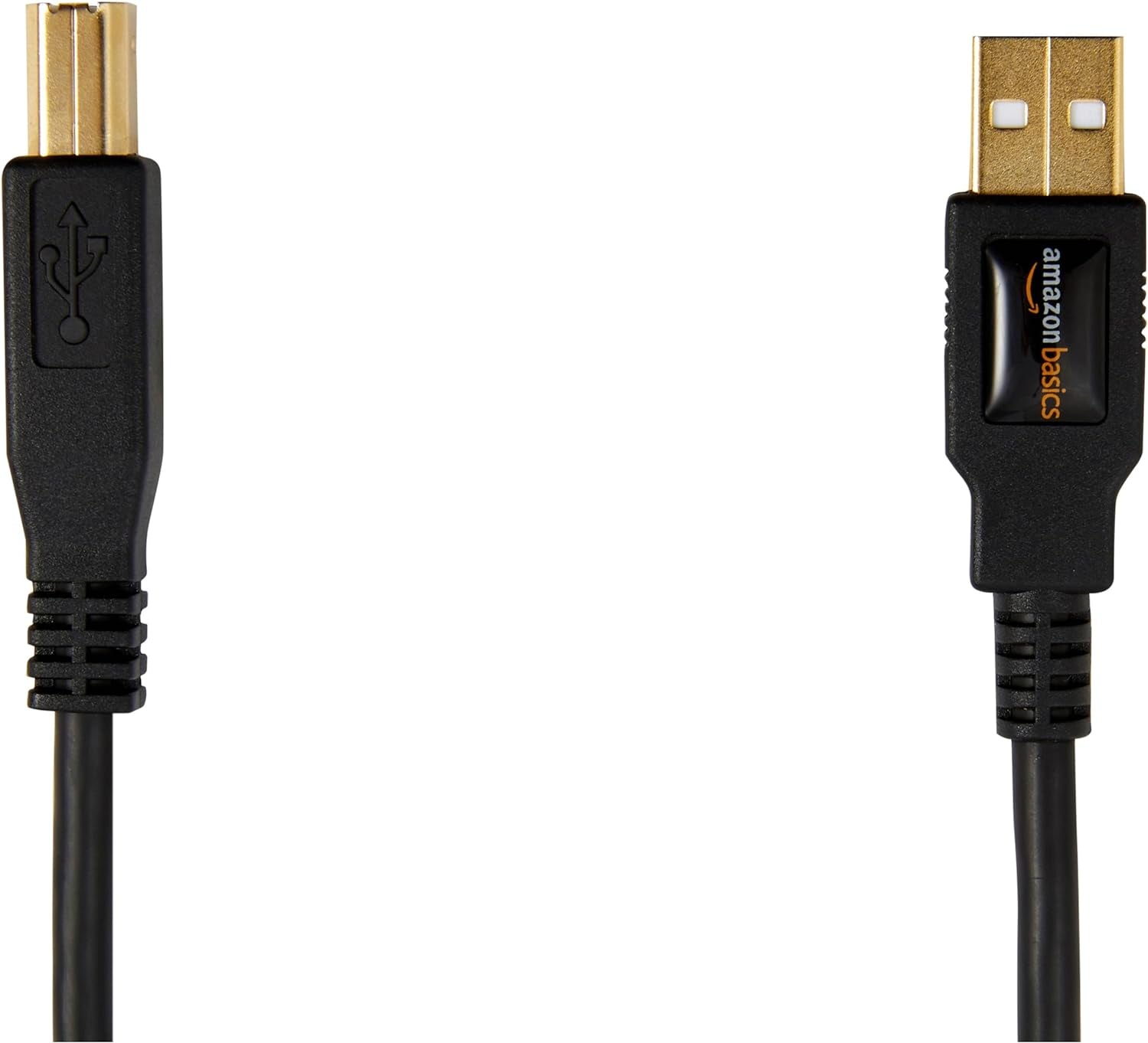 Amazon Basics USB-A to USB-B 2.0 Cable for Printer or External Hard Drive, Computer Compatible, Gold-Plated Connectors, Black, 6 Foot