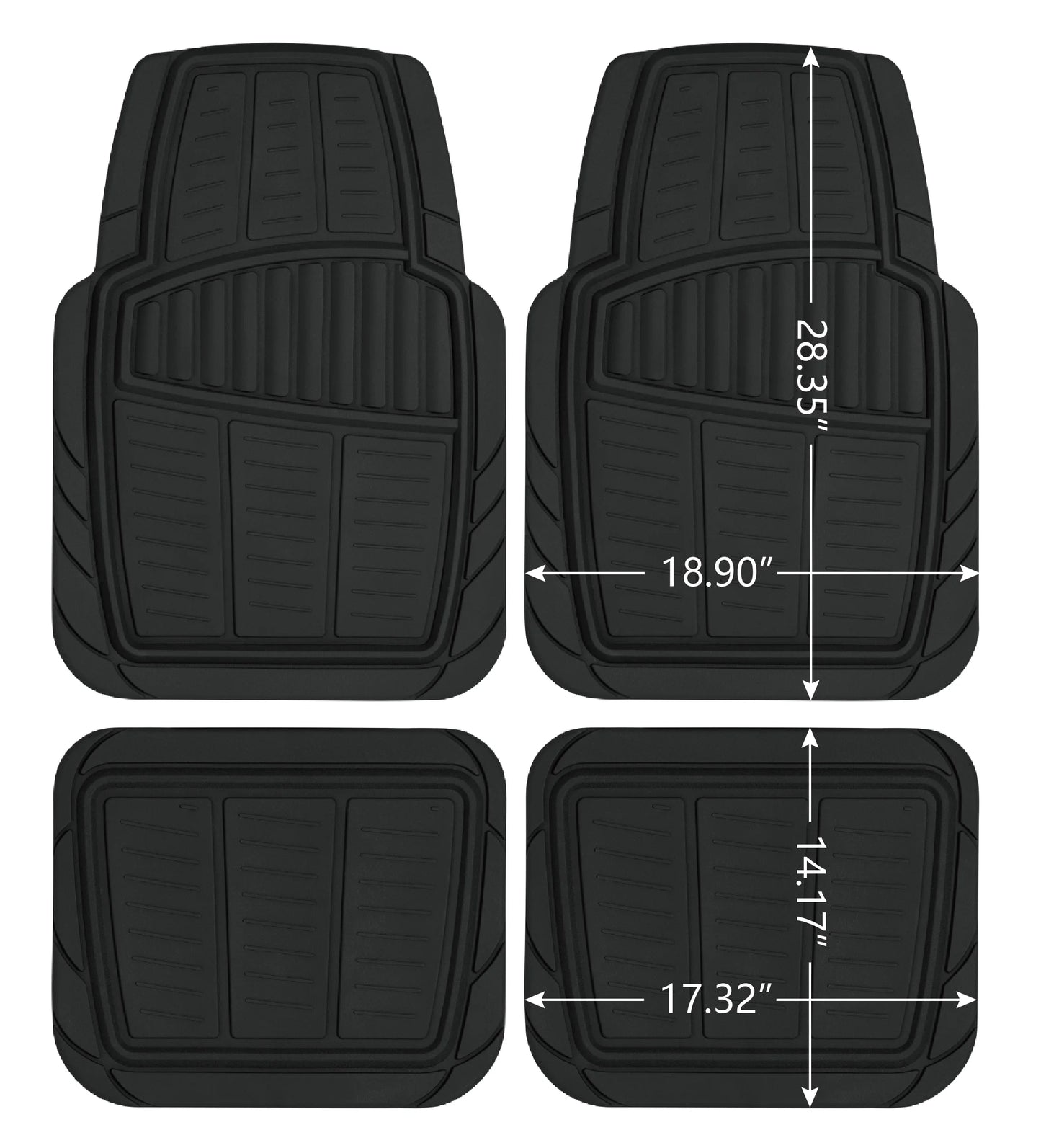 Premium 4-Piece Rubber Car Mat Set - Universal Fit for Cars and Trucks, Toll Black
