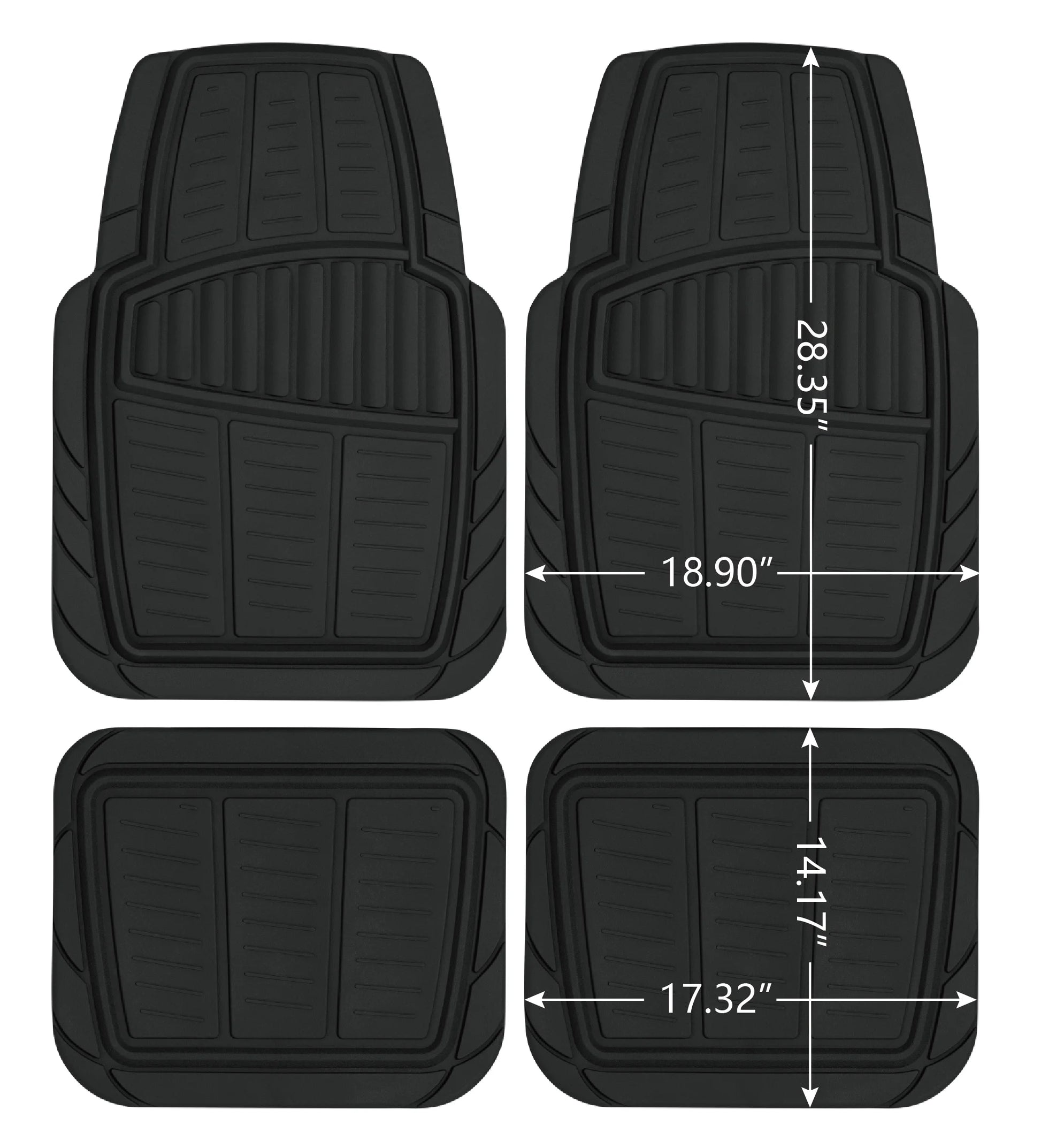 Premium 4-Piece Rubber Car Mat Set - Universal Fit for Cars and Trucks, Toll Black