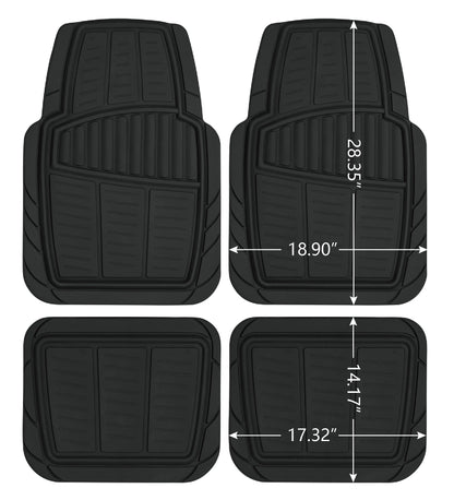 Premium 4-Piece Rubber Car Mat Set - Universal Fit for Cars and Trucks, Toll Black