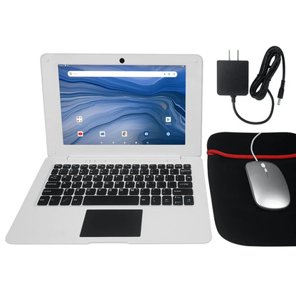 10.1" Inch Portable Kids Laptop Computer Powered by Linux-Android 12 OS, Bluetooth, Wi-Fi- White