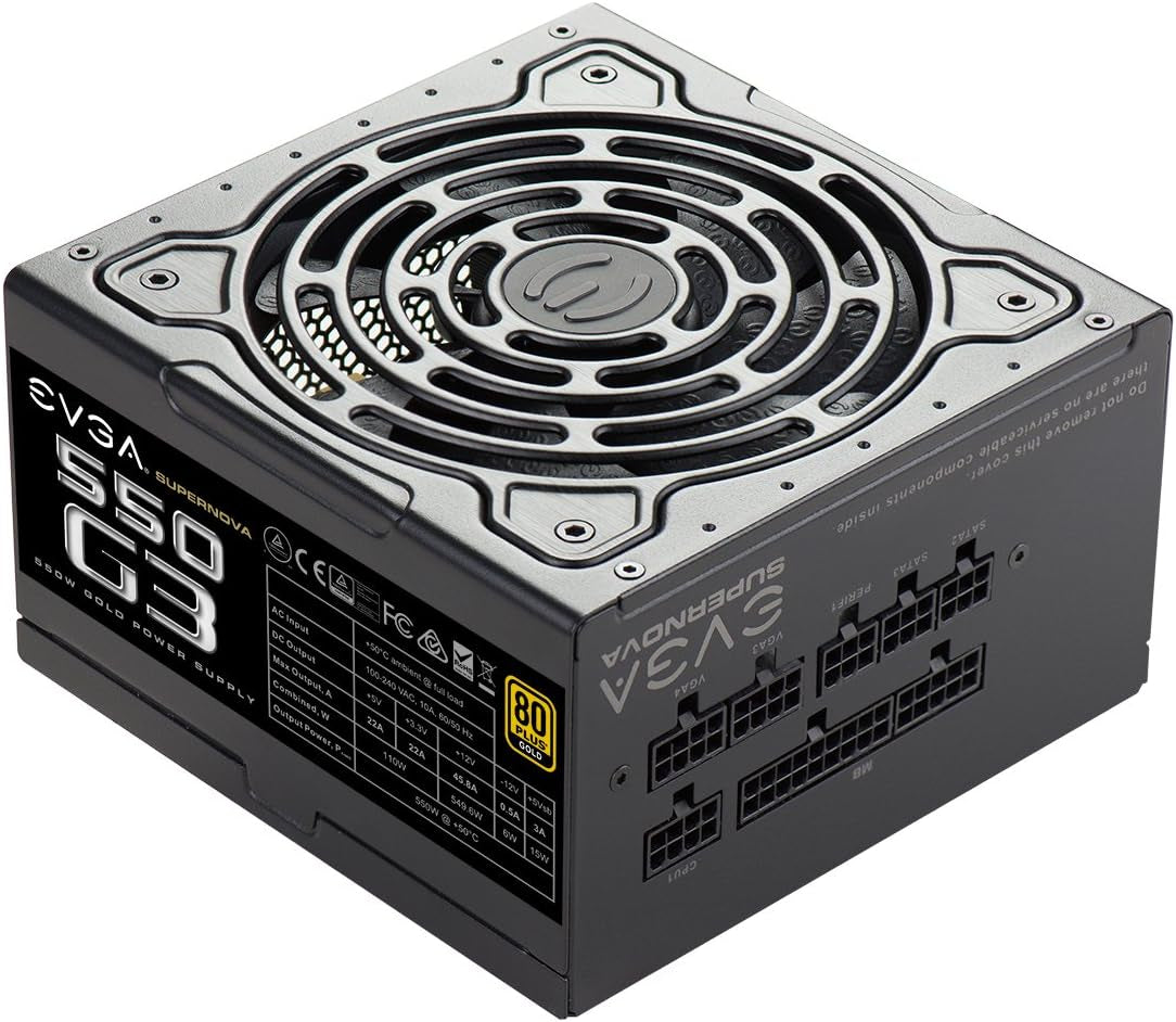 EVGA Supernova 550 G3, 80 plus Gold 550W, Fully Modular, Eco Mode with New HDB Fan, 7 Year Warranty, Includes Power on Self Tester, Compact 150Mm Size, Power Supply 220-G3-0550-Y1