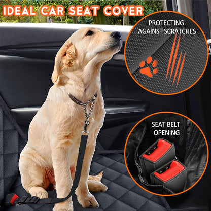 Premium Waterproof Dog Car Seat Cover for Back Seat Protection - Non-Slip Design with Middle Armrest Compatibility for Most Cars, Trucks, and SUVs - Black
