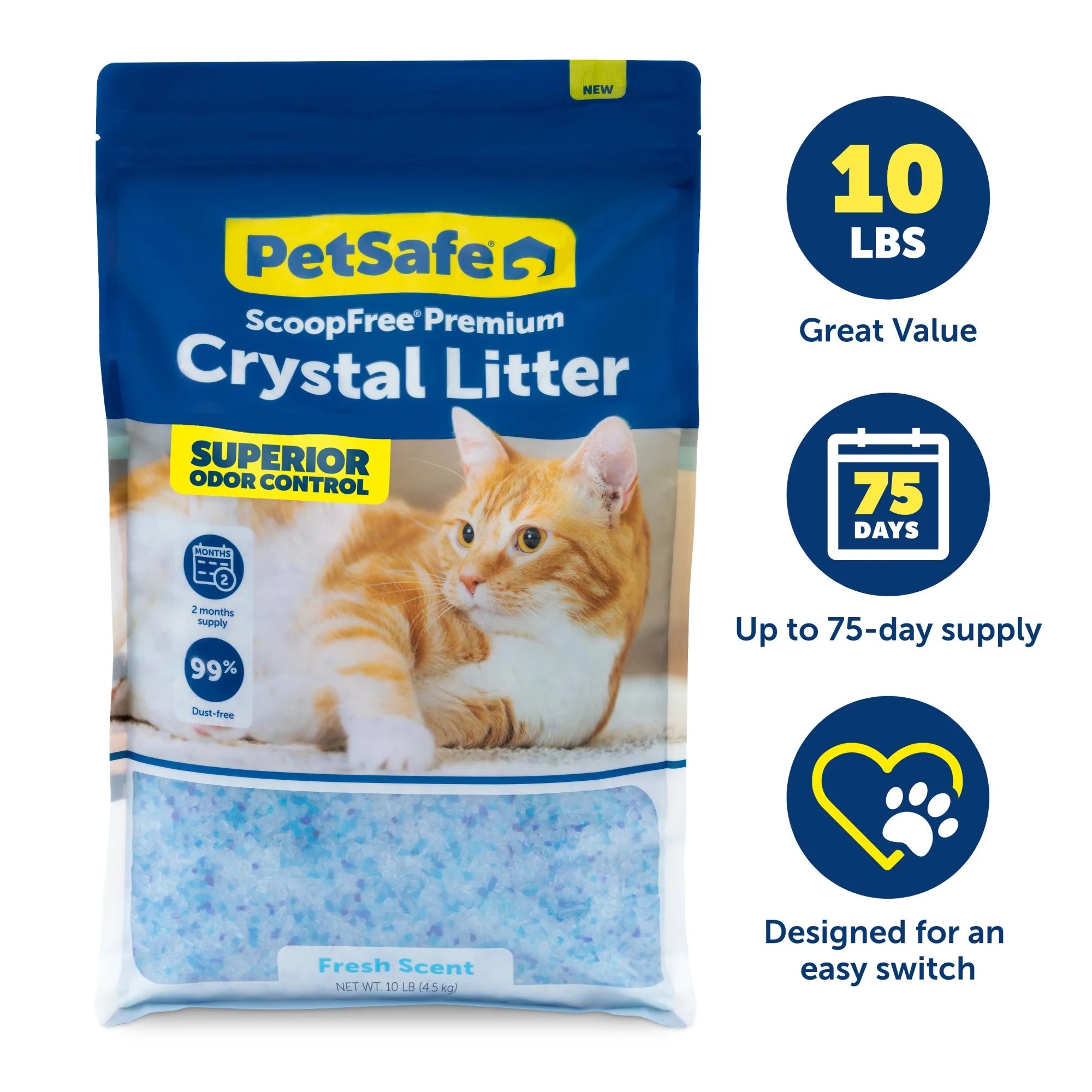 Petsafe Scoopfree Premium Fresh Crystal Cat Litter, 10 Lb Bag, Odor Control Lasts up to 2.5 Months
