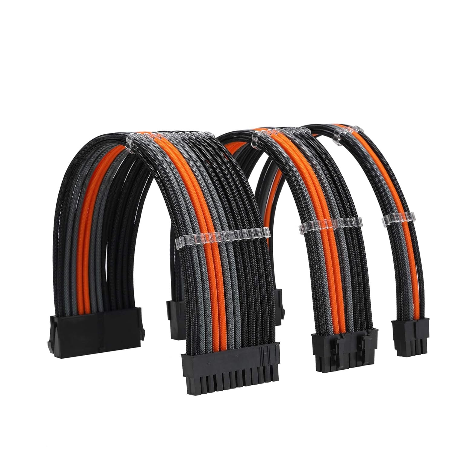 Formulamod Sleeve Extension Power Supply Cable Kit 18AWG ATX 24P+ EPS 8-P+PCI-E8-P with Combs for PSU to Motherboard/Gpu Fm-Nck3 (Black Orange Grey)