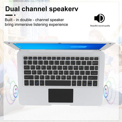 10.1" Inch Portable Kids Laptop Computer Powered by Linux-Android 12 OS, Bluetooth, Wi-Fi- White