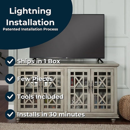 Martin Svensson Home Marche 63" Antique Silver TV Stand - Versatile Multi-Functional Design with Ample Storage in Two Large Cabinets