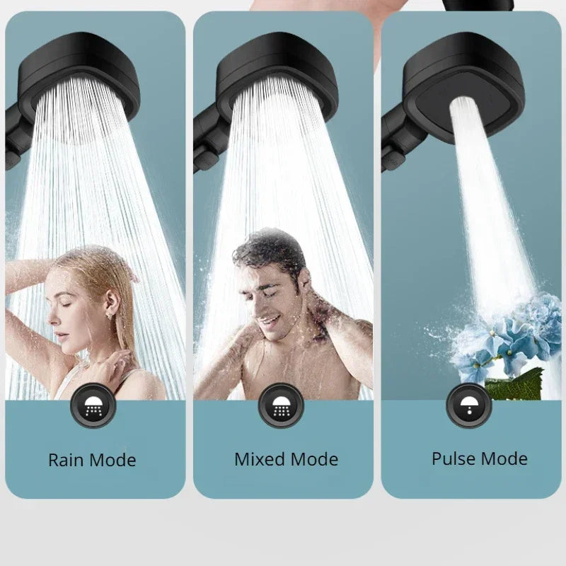 High-Pressure Water-Saving Shower Head with 3 Adjustable Modes and One-Key Stop Function for Enhanced Bathroom Experience