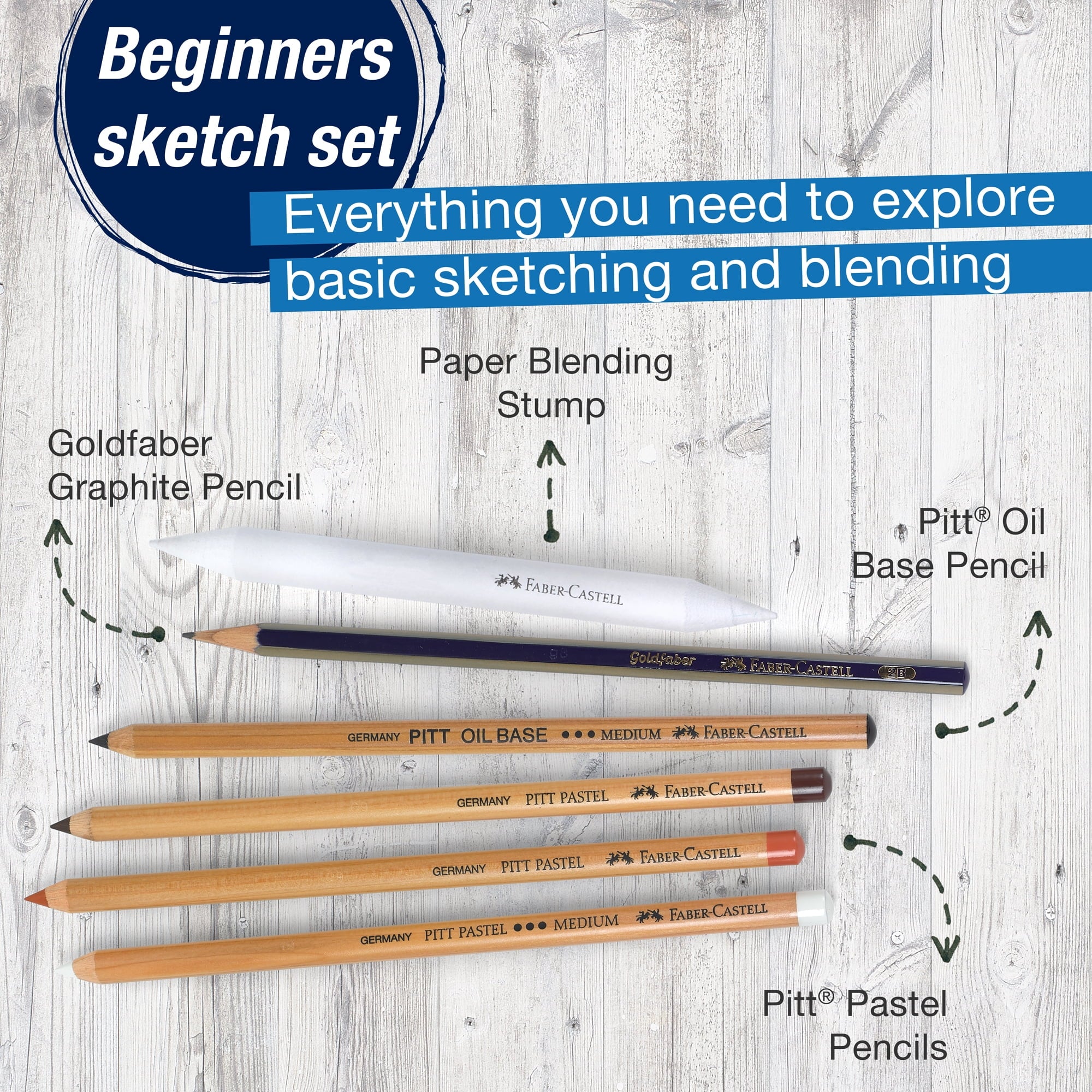 Creative Studio Classic Sketch Set – Lettering – Graphite Pencil – Pitt Oil Pastel – 3 Pitt Pastel Pencils