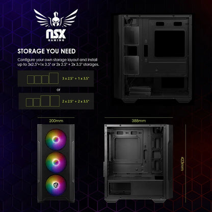 PC - AMD Ryzen 5 5600G, 16GB DDR4 3600, 512GB M.2 NVMe SSD, RGB Cooling, Windows 11