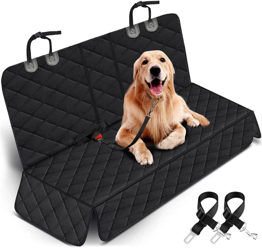 Premium Waterproof Dog Car Seat Cover for Back Seat Protection - Non-Slip Design with Middle Armrest Compatibility for Most Cars, Trucks, and SUVs - Black
