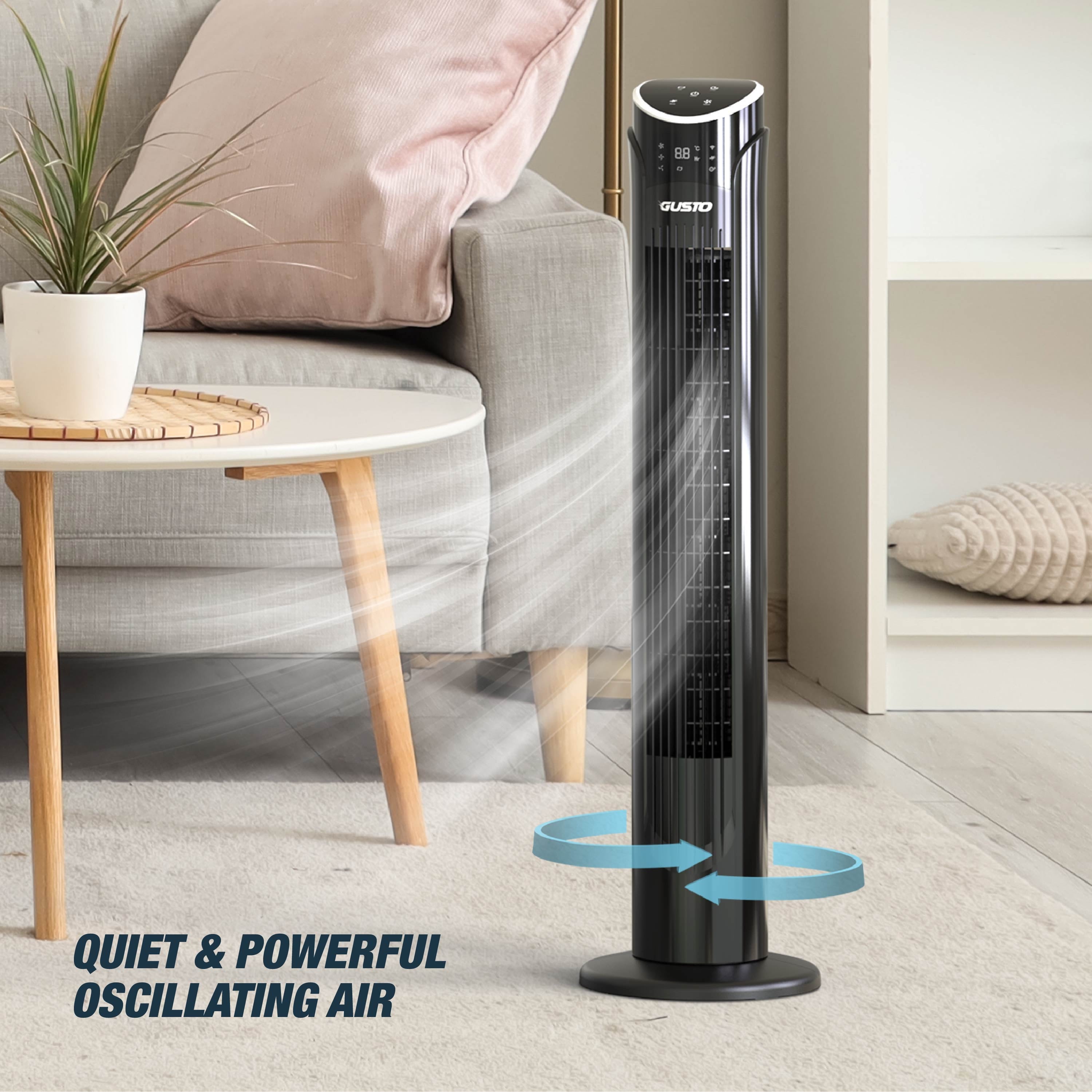 Gusto 33" Bladeless Tower Fan, 3-Speed Electric Fan with LED Display and Wifi Function, Black