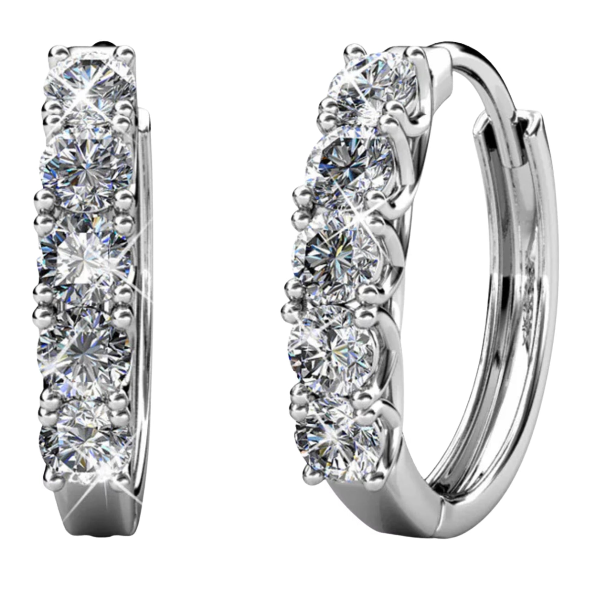 Bethany 18K White Gold Plated 15mm Hoop Earrings with Swarovski Crystals for Women