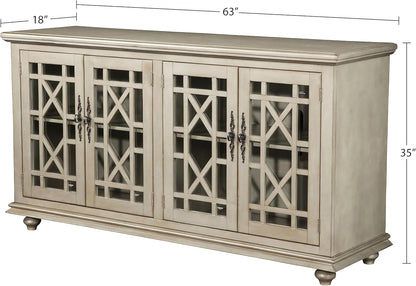 Martin Svensson Home Marche 63" Antique Silver TV Stand - Versatile Multi-Functional Design with Ample Storage in Two Large Cabinets