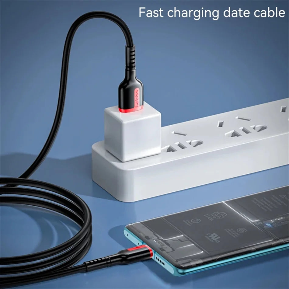 USLION 66W 5A 3-in-1 Fast Charging Cable for iPhone 14, Huawei, Micro USB, and Type C Devices