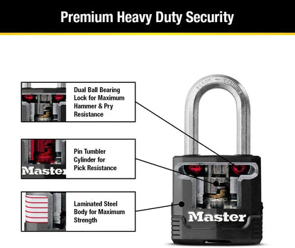 Master Lock Heavy-Duty Weather-Resistant Outdoor Key Lock Padlock Set, Keyed Alike, 4-Pack, Model M115XQLF