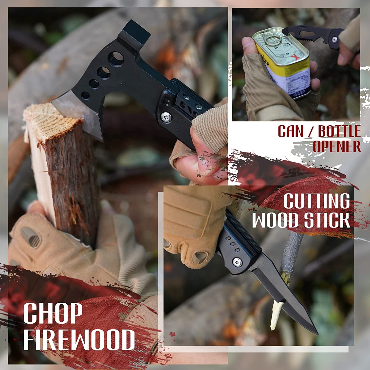 VEITORLD Multitool Axe Hammer - Unique Christmas Stocking Stuffer and Gift Idea for Men, Dads, and Husbands, Perfect for Anniversaries and Birthdays, Ideal for Camping, Hunting, Fishing, and Hiking