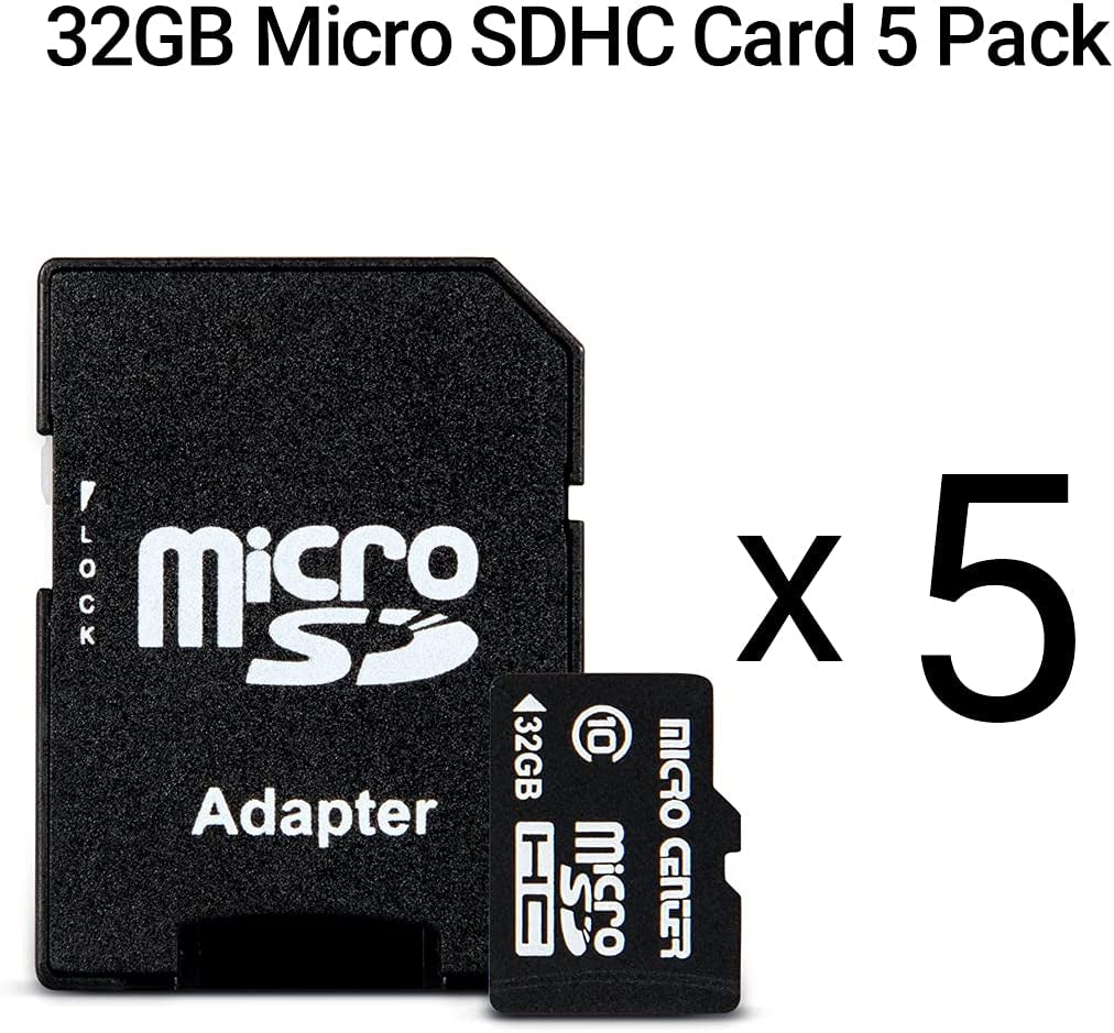 Micro Center 32GB Class 10 Microsdhc Flash Memory Card with Adapter for Mobile Device Storage Phone, Tablet, Drone & Full HD Video Recording - 80Mb/S UHS-I, C10, U1 (5 Pack)