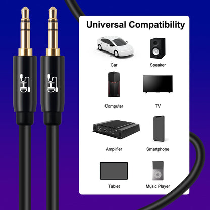 SHD Aux Cable, 3.5Mm Audio Cable Aux for Car Auxiliary Audio Stereo Cable 3.5Mm Cord Premium Sound Dual Shielded with Gold Plated Connectors-3Feet