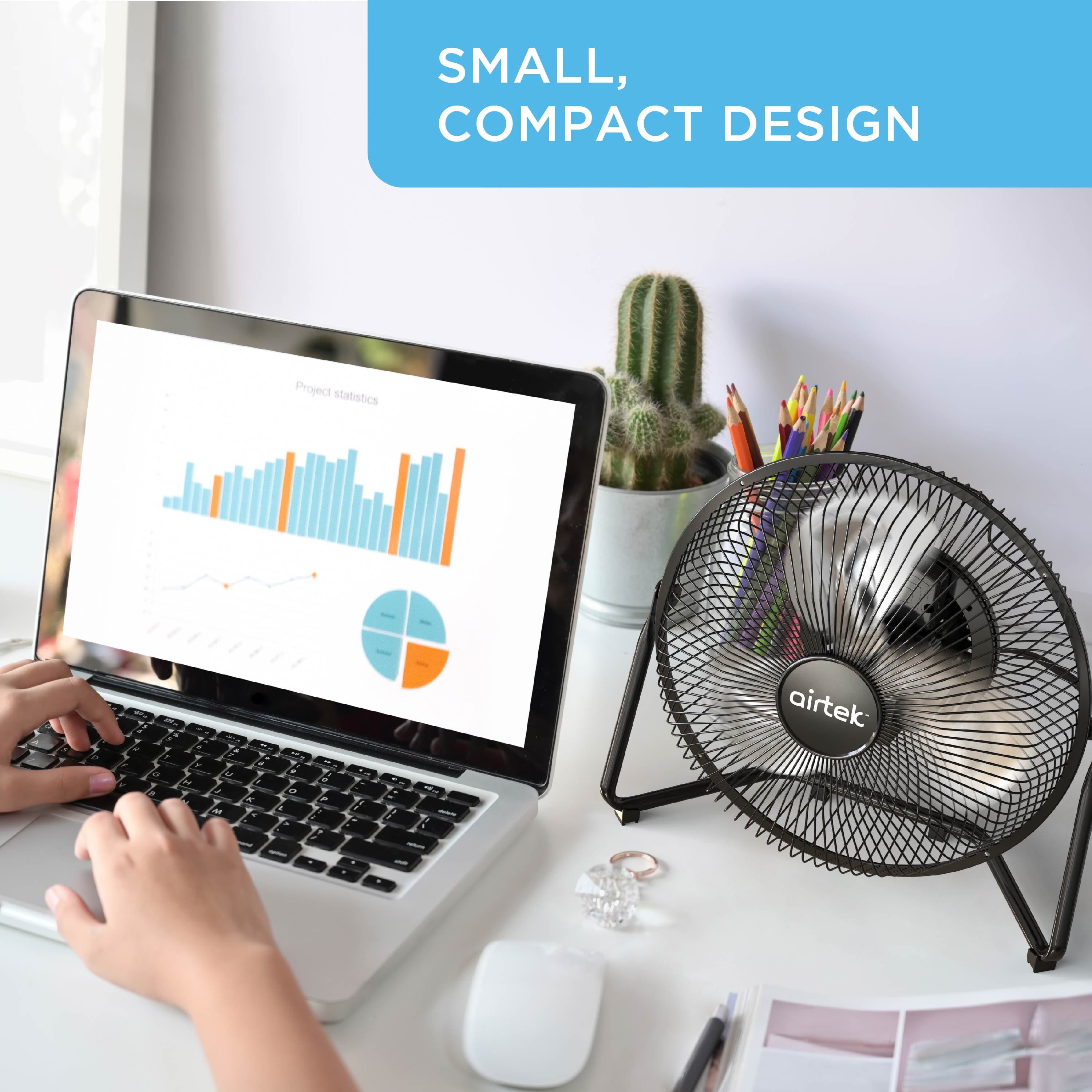 Airtek High Velocity Desk Fan, 3-Speed Electric Fan with Metal Blades and Safety Grilles