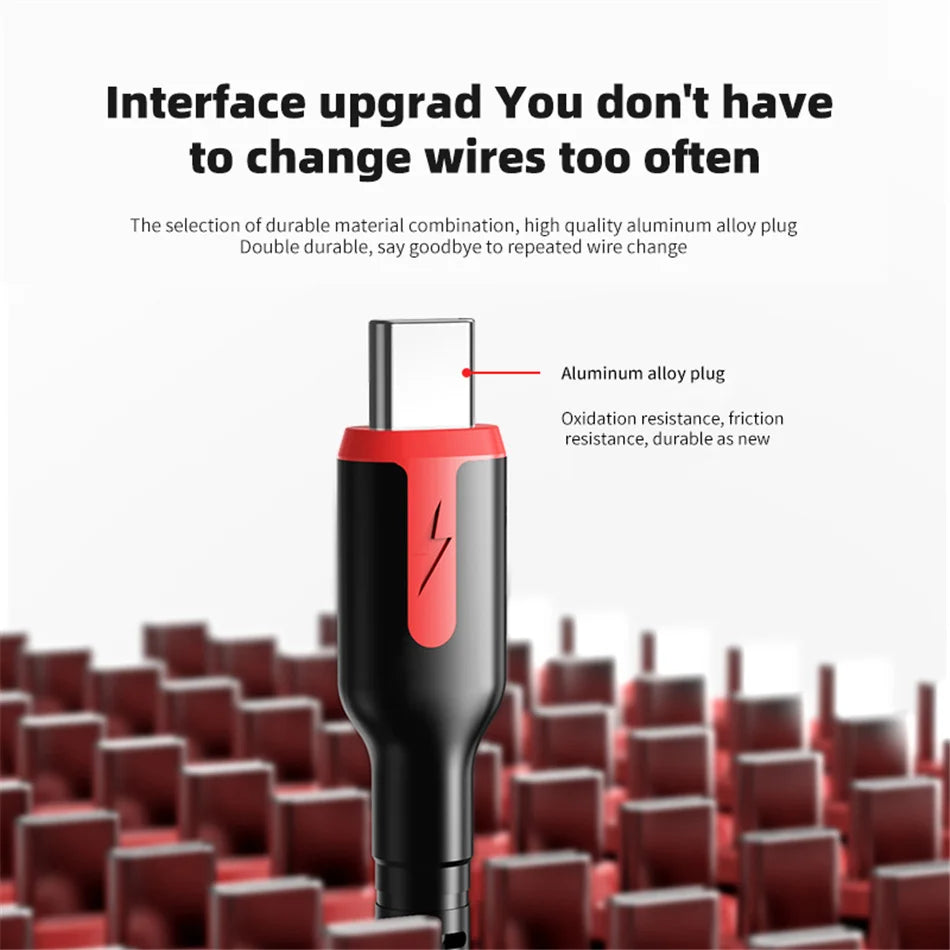 USLION 66W 5A 3-in-1 Fast Charging Cable for iPhone 14, Huawei, Micro USB, and Type C Devices