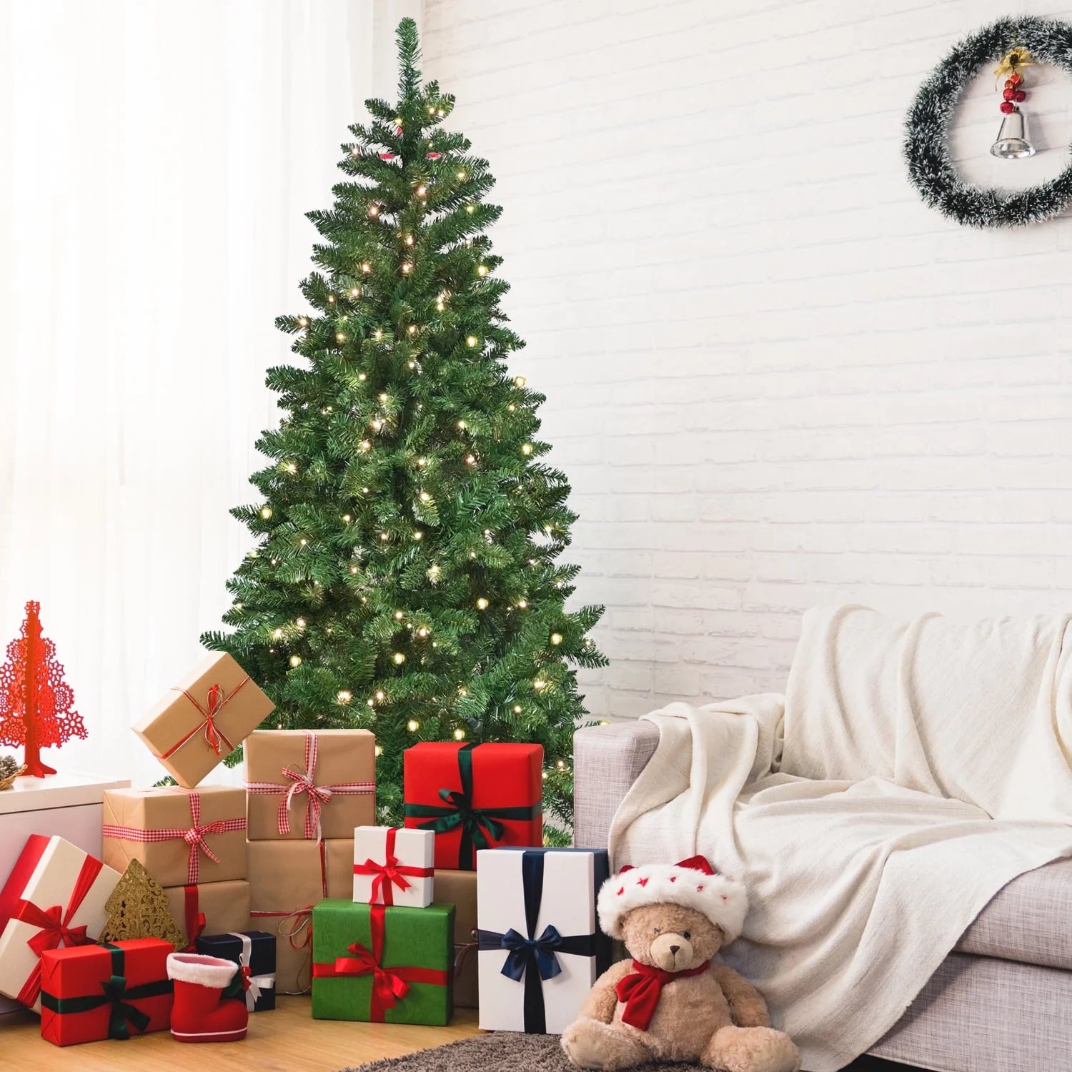 7Ft Prelit Christmas Tree with 400 LED Lights, App-Controlled Multi-Color RGB Lights, 1063Branch Tips, Easy to Assemble, for Home, Party