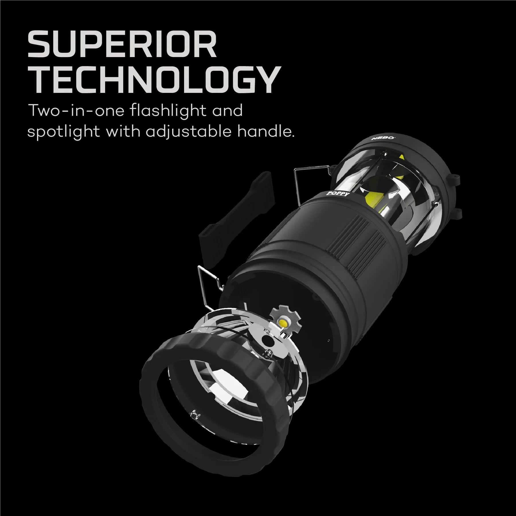 NEBO Poppy 300 Lumen Gray Lantern and 150 Lumen Spotlight, Battery Operated