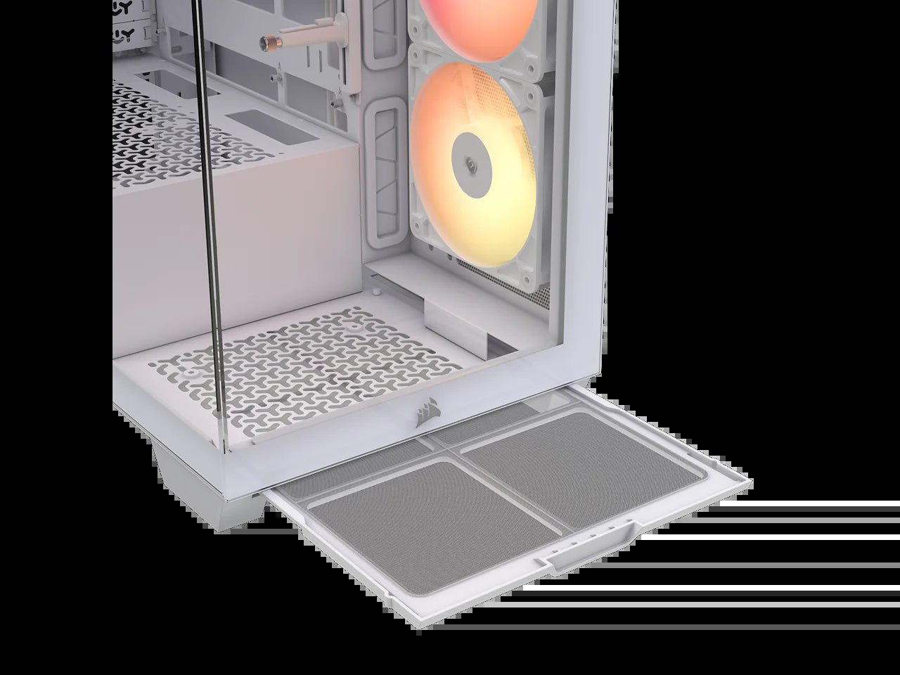 CORSAIR 3500X RS-R ARGB Mid-Tower PC Case – 3X Pre-Installed RS120-R ARGB Fans – GPU Anti-Sag Arm – Tempered Glass – Fits up to 10X 120Mm Fans – Reverse Connection Motherboard Compatible, White