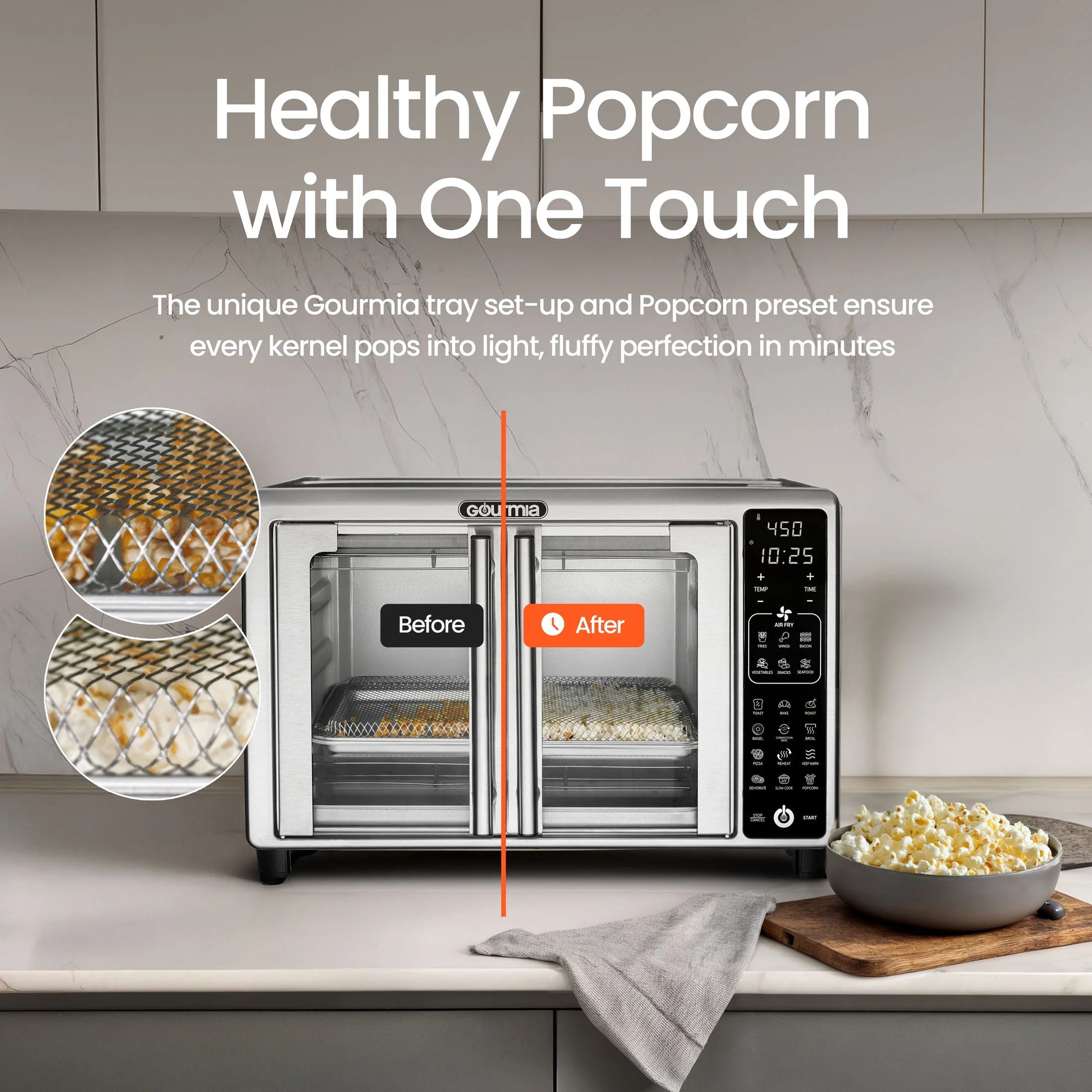 6-Slice Digital French Door Toaster Oven Air Fryer with 19 One-Touch Presets, 24L Capacity, Stainless Steel Finish