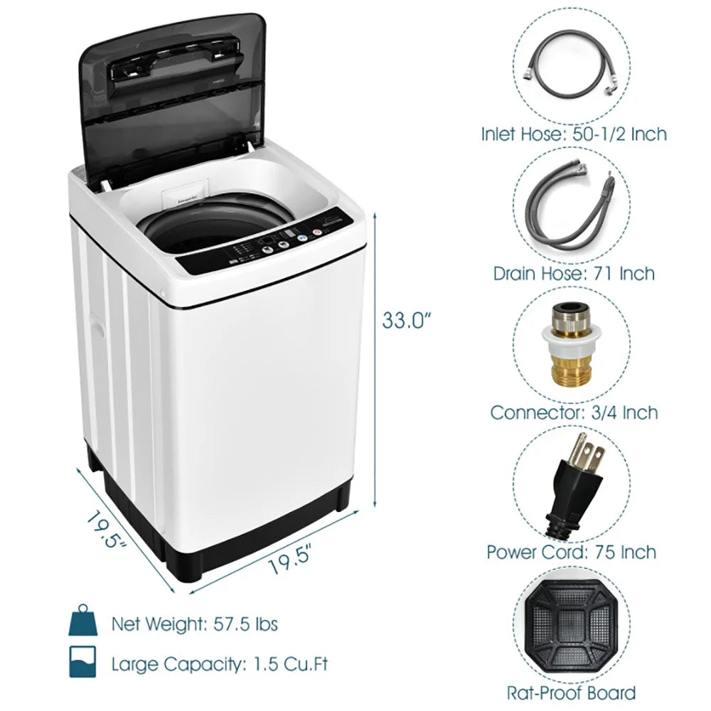 1.5 Cu Ft Fully Automatic Washing Machine with Stainless Steel Drum