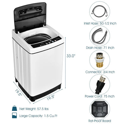 1.5 Cu Ft Fully Automatic Washing Machine with Stainless Steel Drum