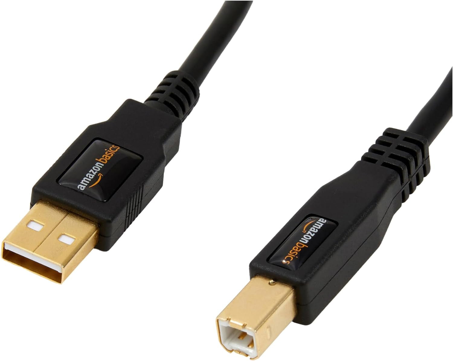 Amazon Basics USB-A to USB-B 2.0 Cable for Printer or External Hard Drive, Computer Compatible, Gold-Plated Connectors, Black, 6 Foot