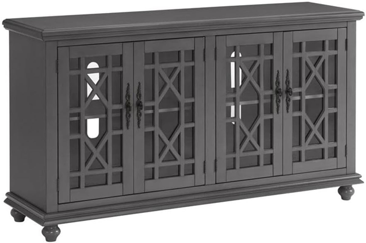 Martin Svensson Home Marche 63" Antique Silver TV Stand - Versatile Multi-Functional Design with Ample Storage in Two Large Cabinets