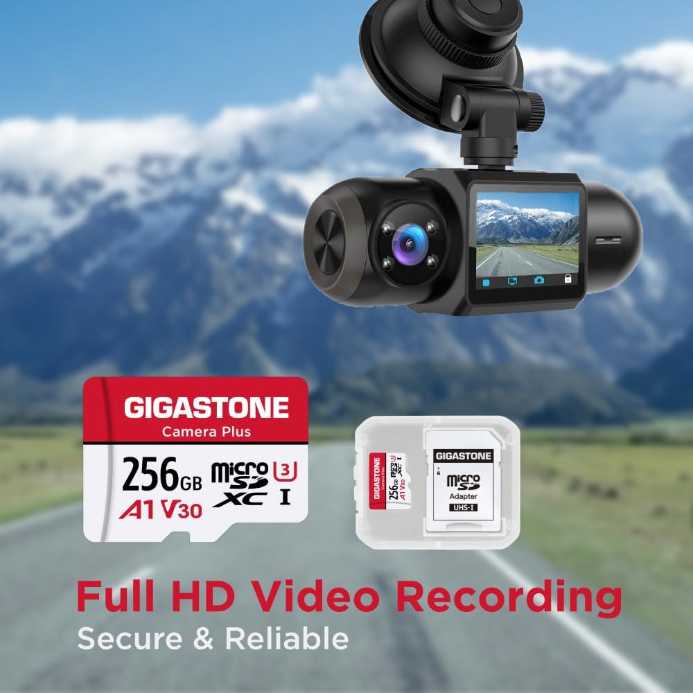 Gigastone 256GB Camera plus Series Memory Card, Read Speed up to 100Mb/S. Ideal for Full HD Video Gopro Drone Android Camera, A1 Micro SDXC Card with Mini Case and SD Adapter.