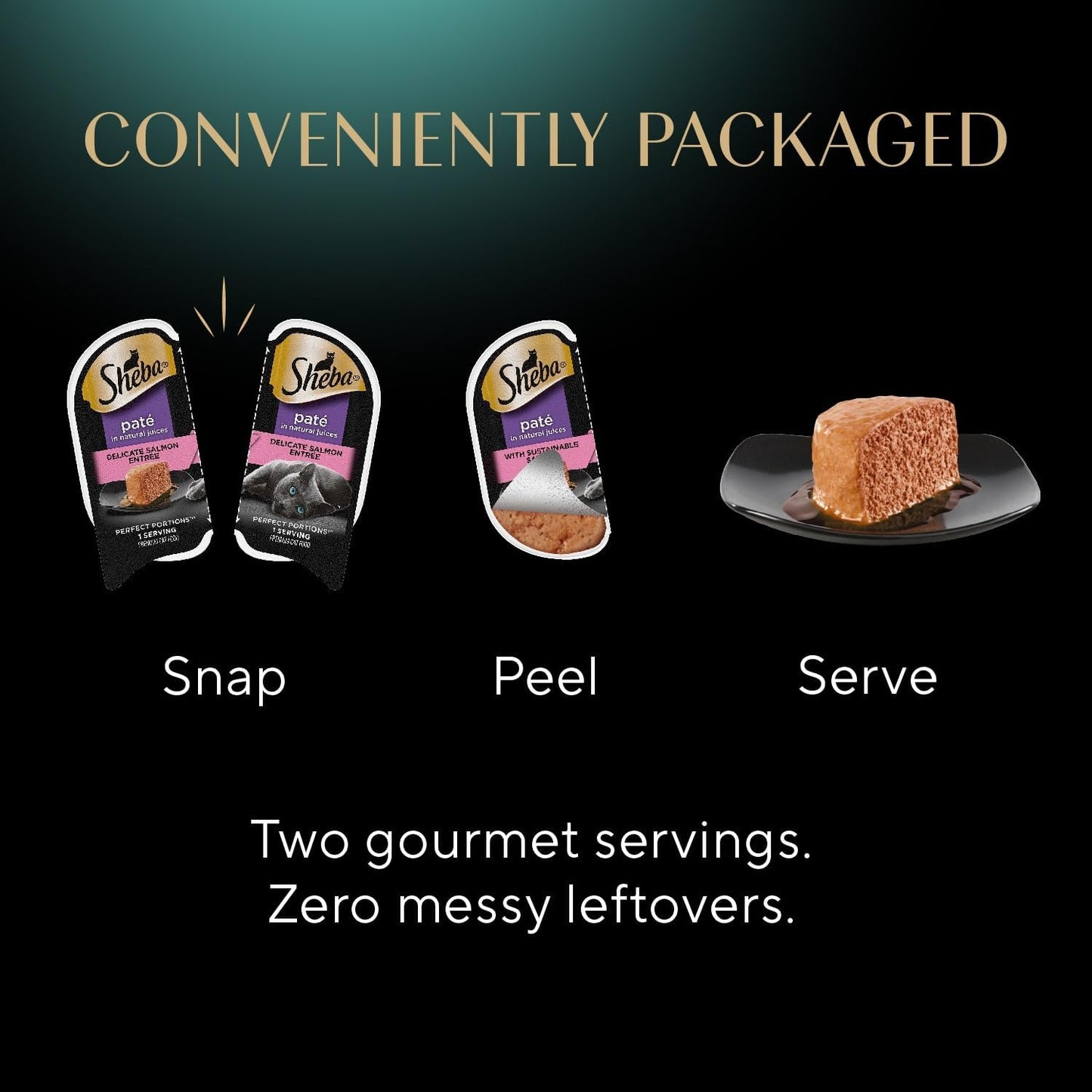 Sheba Perfect Portions Wet Cat Food Variety Pack with Sustainable Salmon, Signature Seafood Entrée, Tender White Fish, and Tuna, 2.6 Oz Twin Pack Trays (24 Count, 48 Servings)