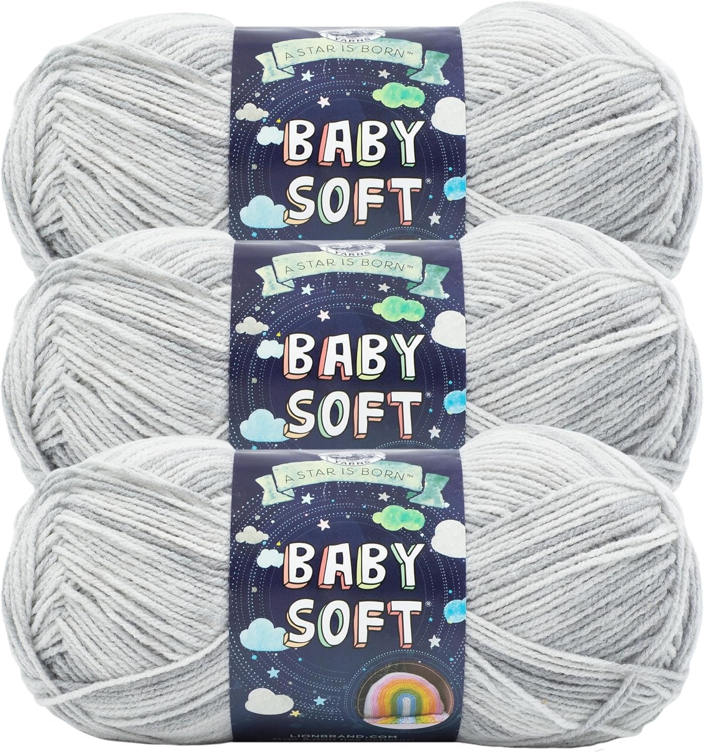 Lion Brand Yarn Baby Soft Blanket Yarn for Crocheting, Knitting, and Crafts, Lemonade, Set of 3