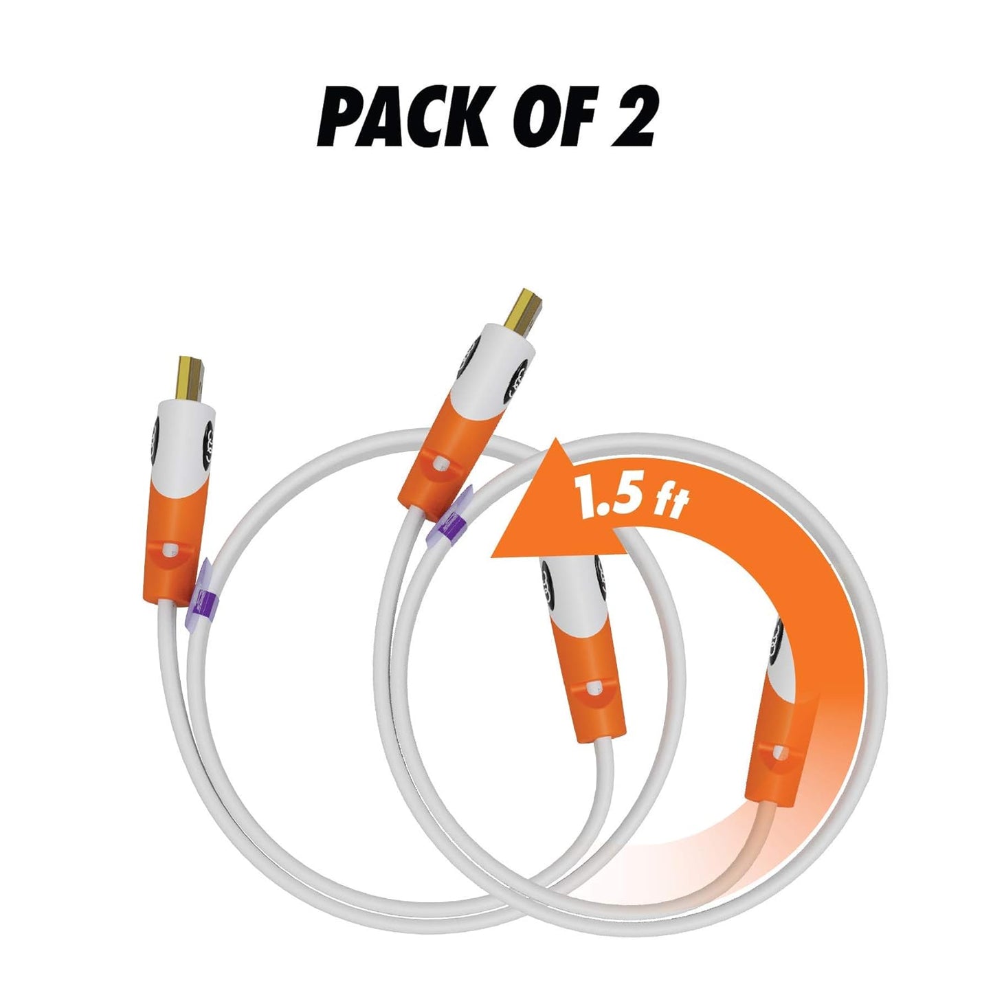 Ultra Clarity Cables Flat HDMI Cable 1.5 Ft (2 Pack) - High-Speed HDMI Cord Supporting 4K Video at 60 Hz, 3D, 2160P - Compliant with HDMI Latest Standard and HDCP 2.2, CL3 Rated