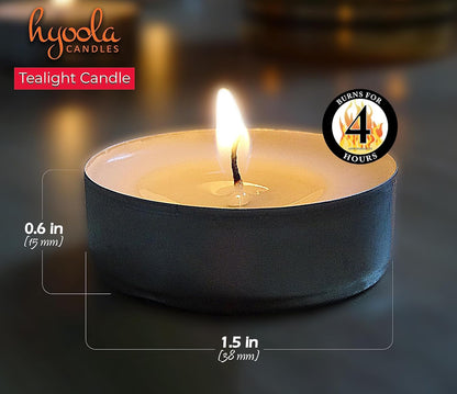 Hyoola Bulk Tea Light Candles - 50 Pack of Natural Palm Oil Unscented Candles - European Quality - 4 Hour Burn Time