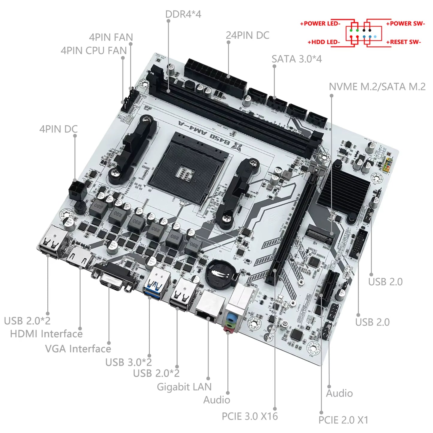 MACHINIST B450 Motherboard AMD Processor Dual-Channel DDR4 Memory AM4 Mainboard M.2 NVME (Supports Ryzen 5500 5600 5600G CPU)