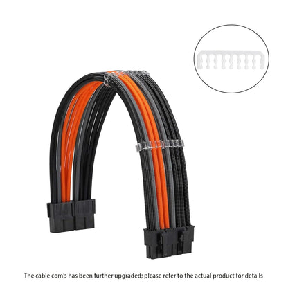 Formulamod Sleeve Extension Power Supply Cable Kit 18AWG ATX 24P+ EPS 8-P+PCI-E8-P with Combs for PSU to Motherboard/Gpu Fm-Nck3 (Black Orange Grey)
