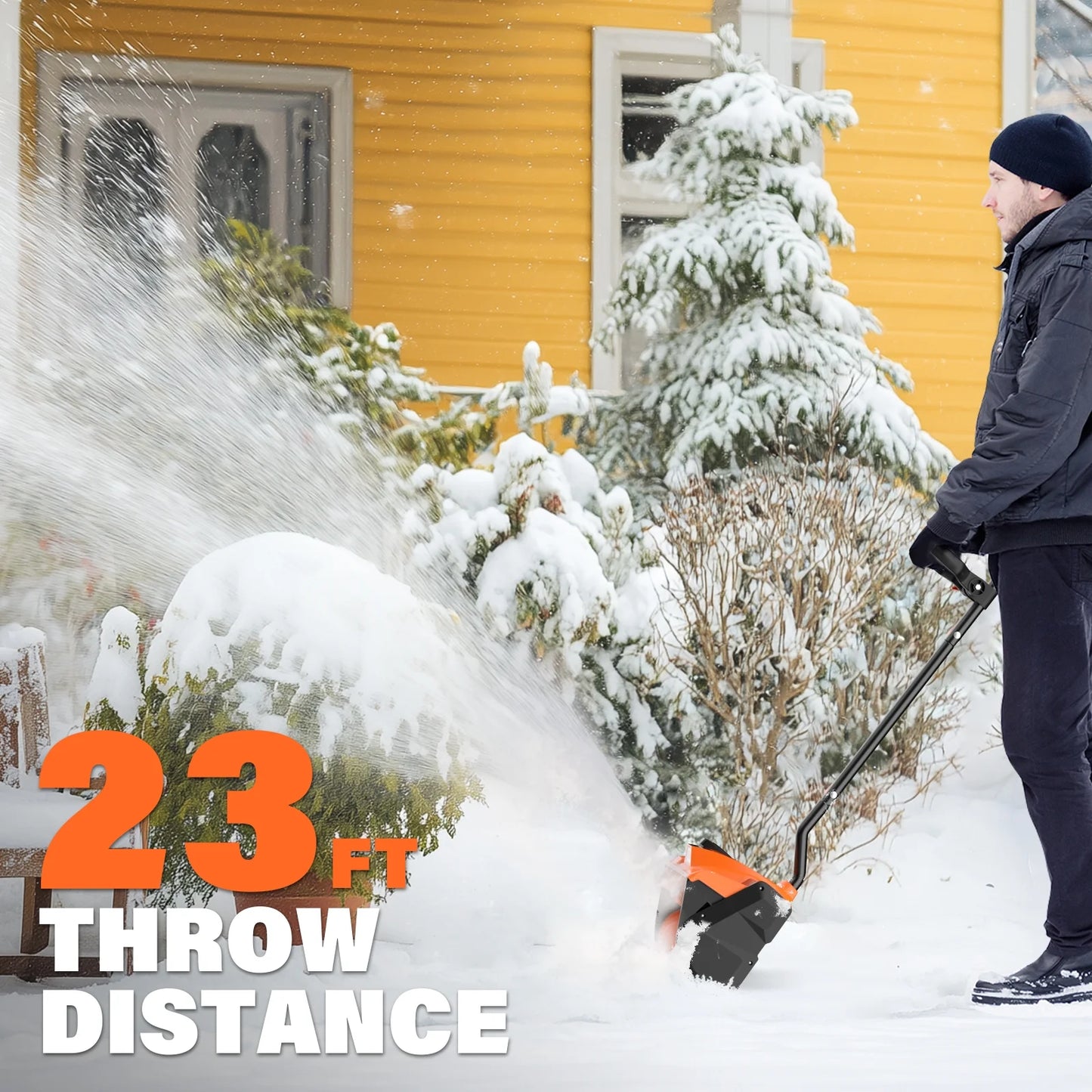 20V Cordless Electric Snow Shovel with 11-Inch Blade and Adjustable Handle, Includes 4.0Ah Battery, Charger, and Cover