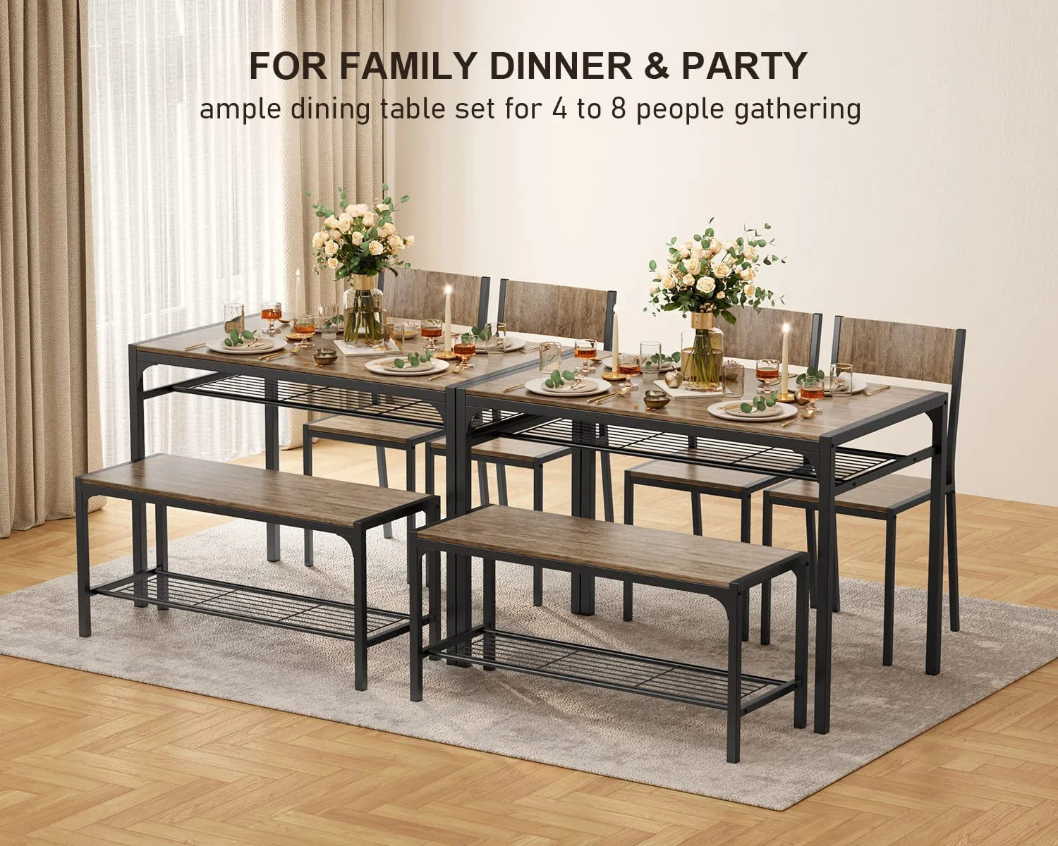 43" Dining Room Table and Chairs Set for Four, Ideal for Small Spaces and Breakfast Nooks, Gray