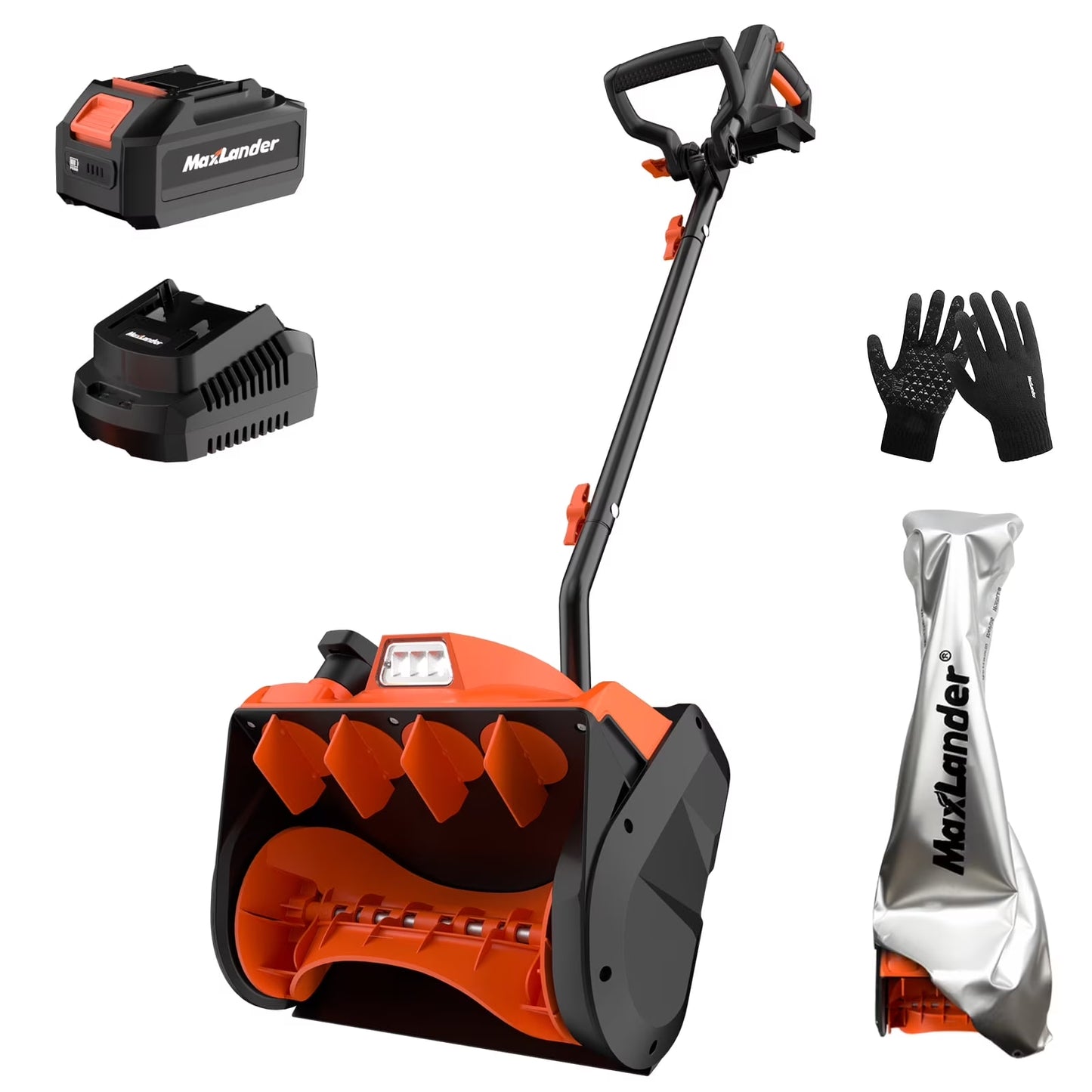 20V Cordless Electric Snow Shovel with 11-Inch Blade and Adjustable Handle, Includes 4.0Ah Battery, Charger, and Cover