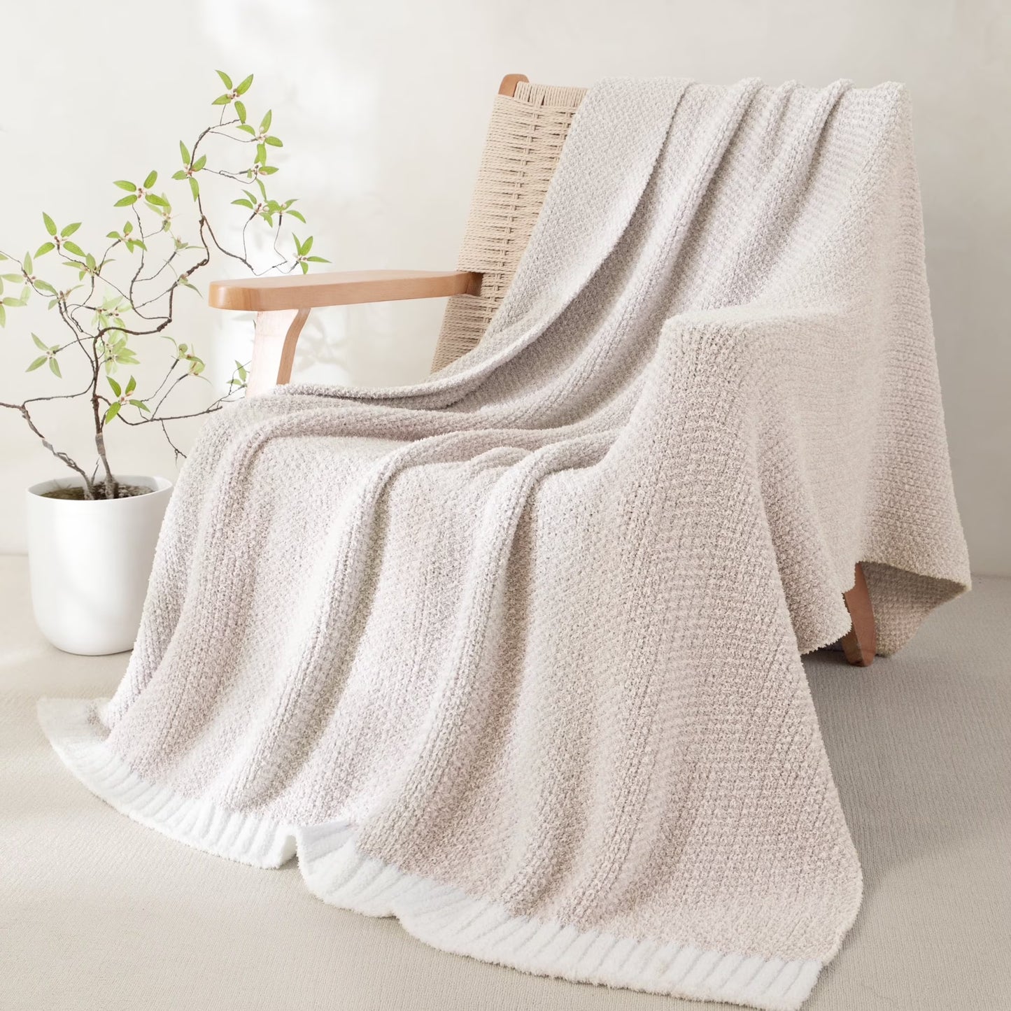 Knit Throw Blanket - Soft and Cozy for Couch, Sofa, or Bed, 50" x 60", Camel